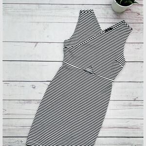KATE SPADE SATURDAY Striped Cutout Pencil Dress Black and White Jersey S
